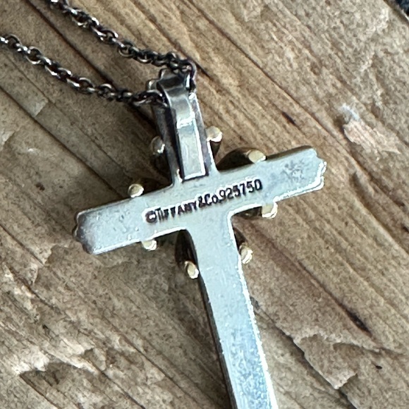 Tiffany@co Silver and 18k Gold Cross Pendant Necklace - Picture 5 of 7